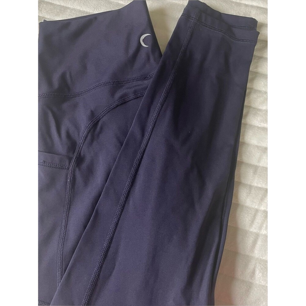 ZYIA Active Cropped Navy Blue Spandex Blend Leggings Size 6-8 w Pockets